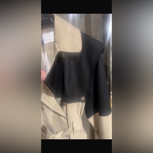 NWT 2nd day Two-Tone Black and Tan Trench Coat - Picture 11 of 14